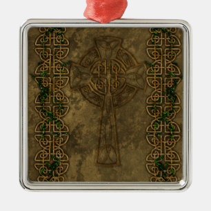 Keltisches Kreuz und Querknoten Silbernes Ornament