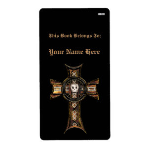 Keltisches Kreuz und Schädel (Gold) (Buchzeichen)