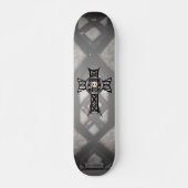 Keltisches Kreuz und Schädel (Silber) Skateboard (Vorne)