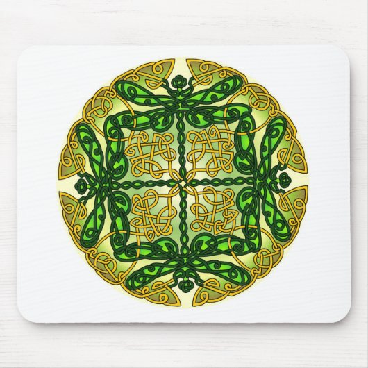 Keltisches Libellen-Grün Mousepad (Vorne)