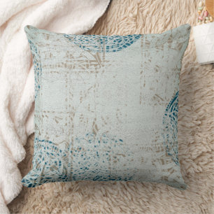 Keltisches Mandala Weiß Blau Muster Kissen