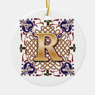 Keltisches Monogramm Buchstabe R Keramikornament