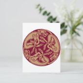 Keltisches Muster mit Hunden - Bordeaux und Beige Postkarte (Stehend Vorderseite)