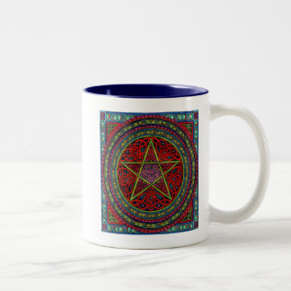 keltisches Pentagram 01 spellcraft Zweifarbige Tasse