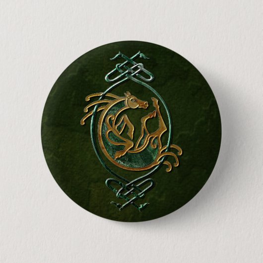 Keltisches Pferd-Knotenwerk - Stein Button (Vorderseite)