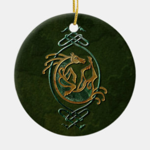 Keltisches Pferd-Knotenwerk - Stein Keramikornament