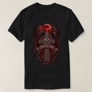 Keltisches Raben-Schutz-Kreuz T-Shirt
