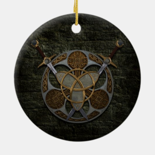 Keltisches Schild und Schwerter Keramikornament (Hinten)