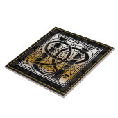 Keltisches Schwarzsteine-U-Monogramm, erste Tile Fliese (Seite)