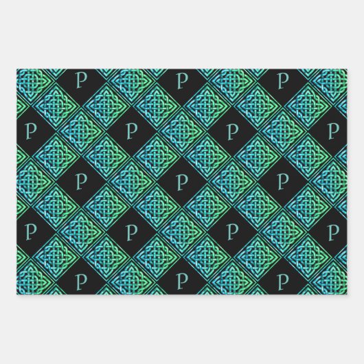 Keltisches Set für Monogramm, 3 Geschenkpapier Set (Vorderseite 2)