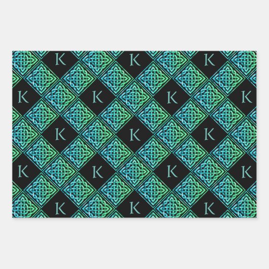 Keltisches Set für Monogramm, 3 Geschenkpapier Set (Vorderseite)