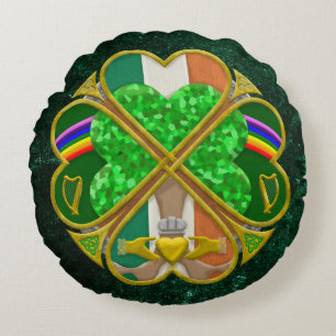 Keltisches Shamrock-Erbesymbol Irisch Inspiriert Rundes Kissen