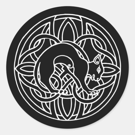 Keltisches Tribal Magische Katze Runder Aufkleber (Vorderseite)
