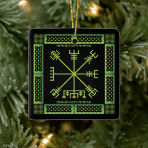 Keltisches Vegvisir-Ornament (Quadrat) Keramikornament