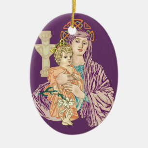 Keltisches Weihnachten Madonna Keramikornament