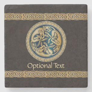 Keltisches Wolf-Knotenwerk-Triade Steinuntersetzer