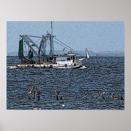Kemah Fishing Boat Poster (Vorne)