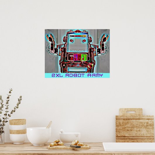 Ken Gage 2-XL Robot Army Retrowave Pop Surrealismu Poster (Küche)