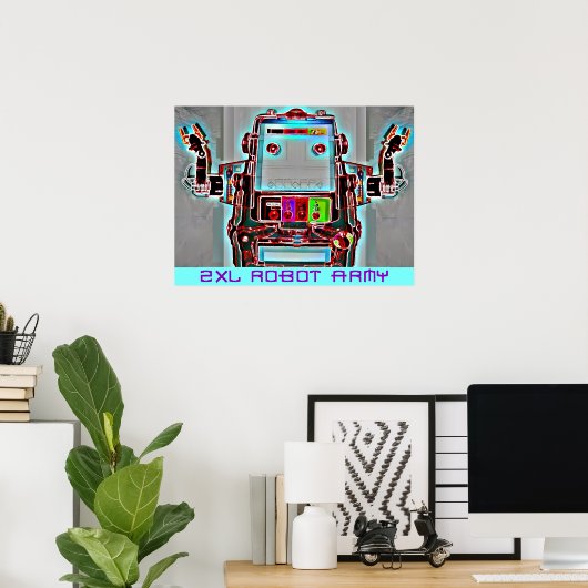 Ken Gage 2-XL Robot Army Retrowave Pop Surrealismu Poster (Heimbüro)