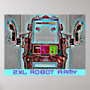 Ken Gage 2-XL Robot Army Retrowave Pop Surrealismu Poster