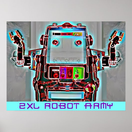 Ken Gage 2-XL Robot Army Retrowave Pop Surrealismu Poster (Vorne)