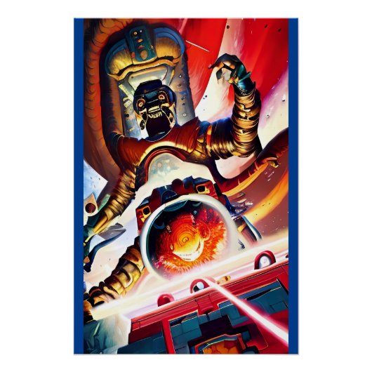 Ken Gage Fire the Laser Cannons Retro Art Poster (Vorderseite)