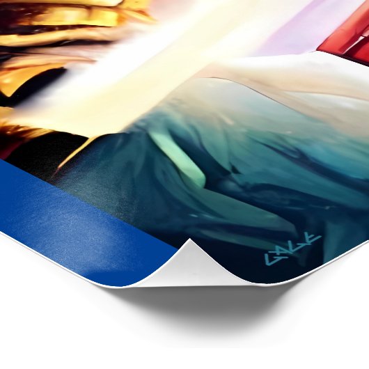 Ken Gage Fire the Laser Cannons Retro Art Poster (Ecke)