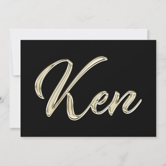 Ken Name white gold Handwriting Karte (Vorderseite)