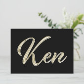 Ken Name white gold Handwriting Karte (Stehend Vorderseite)