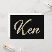 Ken Name white gold Handwriting Karte (Vorderseite/Rückseite Beispiel)