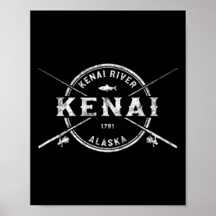 Kenai Ak Vintage gekreuzte Angelruten Poster