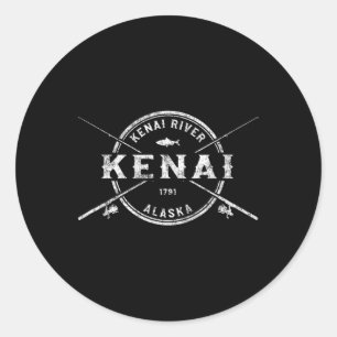 Kenai Ak Vintage gekreuzte Angelruten Runder Aufkleber
