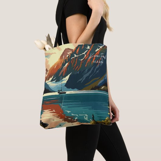 Kenai Fjords Alaska Vintage Reise Illustration Tasche (Von Nahem)