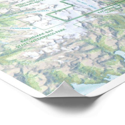 Kenai Fjords Kartenplakat Poster (Ecke)