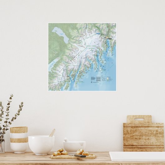 Kenai Fjords Kartenplakat Poster (Küche)