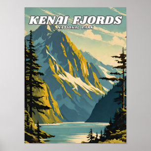 Kenai Fjords National Park Illustrationsretro Poster