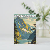 Kenai Fjords National Park Illustrationsretro Postkarte (Stehend Vorderseite)