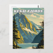 Kenai Fjords National Park Illustrationsretro Postkarte (Vorne/Hinten)