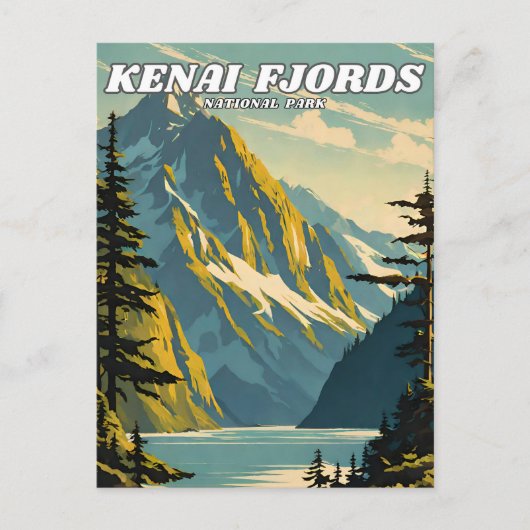 Kenai Fjords National Park Illustrationsretro Postkarte (Vorderseite)