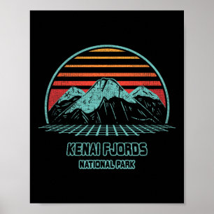 Kenai Fjords National Park Retro Wandern Vintage 8 Poster