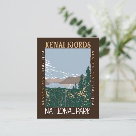 Kenai Fjords Nationalpark Alaska Retro erschüttert Postkarte (Stehend Vorderseite)