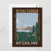Kenai Fjords Nationalpark Alaska Retro erschüttert Postkarte (Vorne/Hinten)