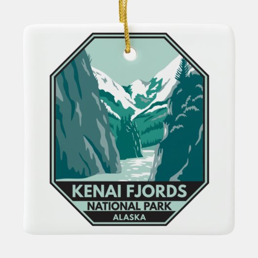 Kenai Fjords Nationalpark Alaska Vintag Keramikornament (Vorderseite)