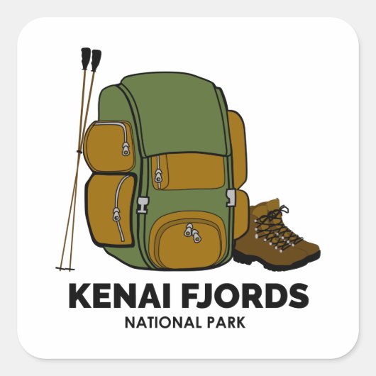 Kenai Fjords Nationalpark Backpack Quadratischer Aufkleber (Vorderseite)