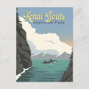 Kenai Fjords Nationalpark Illustration Reisen Art Postkarte