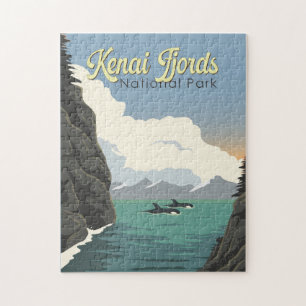 Kenai Fjords Nationalpark Illustration Reisen Art Puzzle