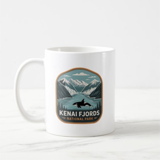 Kenai Fjords Nationalpark Orca Abzeichen Kaffeetasse (Links)