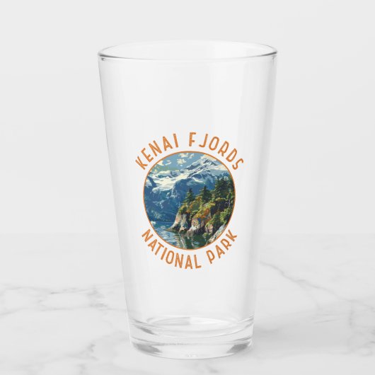 Kenai Fjords Nationalpark Retro Distressed Circle Glas (Vorderseite)