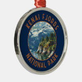 Kenai Fjords Nationalpark Retro Distressed Circle Ornament Aus Metall (Rechts)