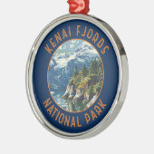Kenai Fjords Nationalpark Retro Distressed Circle Ornament Aus Metall (Links)